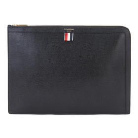 THOM BROWNE 汤姆 布朗 男包 男士牛皮经典卵石纹条纹拼饰拉链手拿包 MAC074A00198