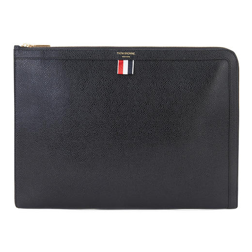 THOM BROWNE 汤姆 布朗 男包 男士牛皮经典卵石纹条纹拼饰拉链手拿包 MAC074A00198 商品图0