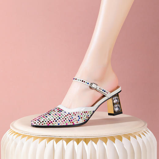 时尚个性，彩钻包头高跟凉拖YSML-A067-156 商品图3