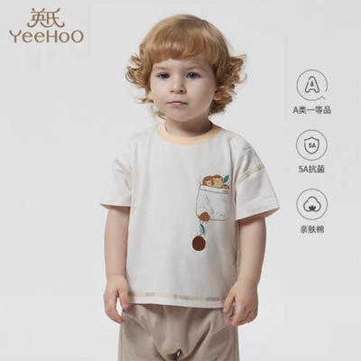 英氏儿童T恤男宝夏装纯棉外出洋气短袖上衣2023新款YRTCJ2P348A 商品图0