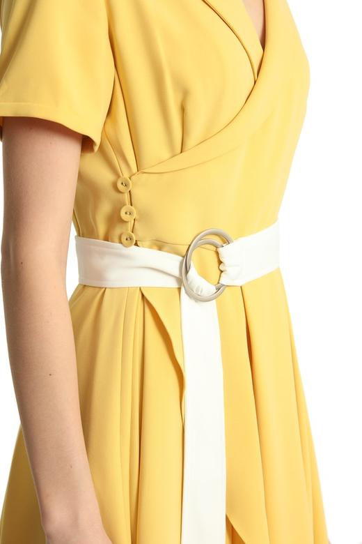 NOIR 黄色系带围裹式连衣裙 1915 商品图4