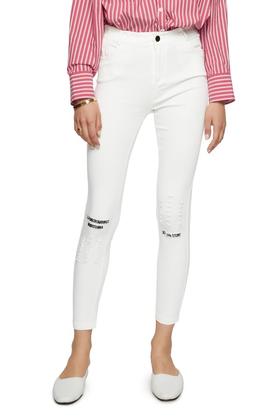 OCTAVIA 字母刺绣白色紧身裤 6527