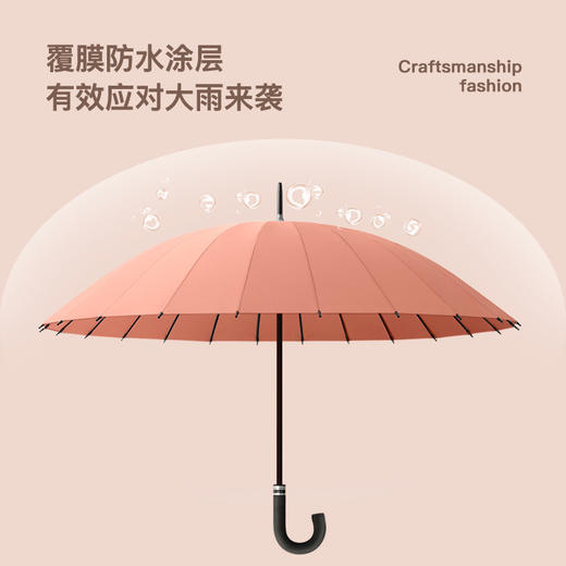 「遇水开花！数色可选」24骨遇水开花大号直杆伞 弯柄双人雨伞长柄伞男女居家日用 商品图1