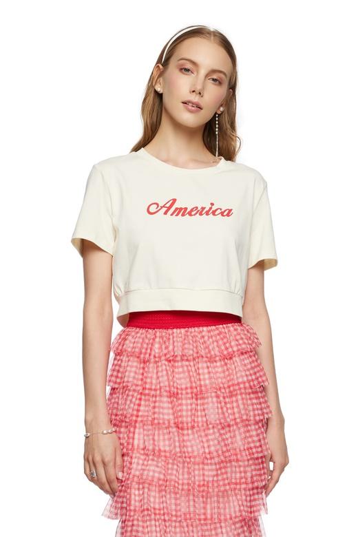 SUMMER & SAGE 字母点缀珍珠白T恤 6837 商品图2