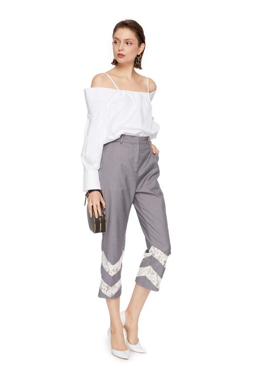 AVA 蕾丝拼接高腰九分裤 5720 商品图3