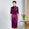 MLY旗袍春夏醋酸缎刺绣女复古改良旗袍婚礼喜婆婆优雅宴会 商品缩略图2