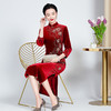 MLY-60971新款立领改良金丝绒旗袍喜婆婆婚宴连衣裙 商品缩略图1