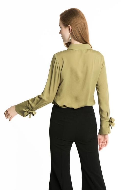 NOIR 草木绿喇叭袖雪纺上衣 1998 商品图3