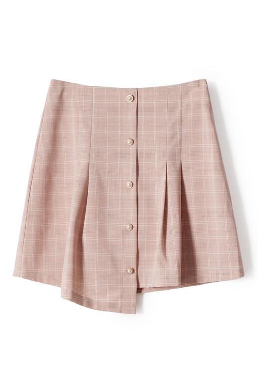 OSA欧莎 格纹高腰不对称下摆半裙 6571 商品图4