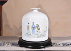 粉彩羲之爱鹅铃铛瓶