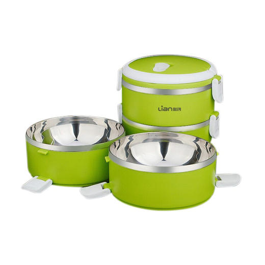 联创（LIAN）保温饭盒 不锈钢双层便当盒 DF-CP0616M 绿色 商品图2