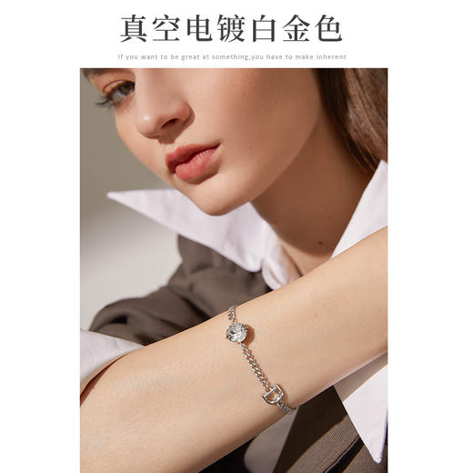 Oflye潮流饰品 字母手链女复古圆形锆石手饰新款个性小众ins风手饰品 商品图3