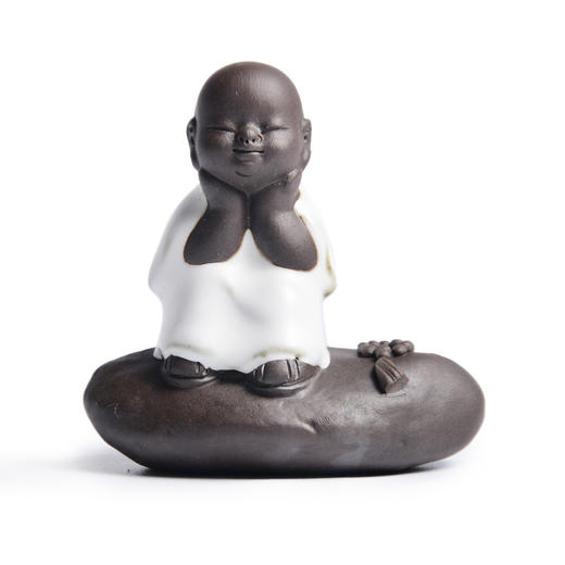 成艺无忧小和尚茶宠静思茶宠摆件创意哥窑青瓷精品可养开片小和尚纯手工茶玩茶道配件 商品图6