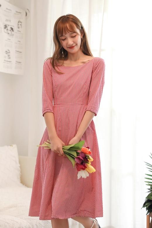 ROSEHOO 红白细格纹连衣裙 2097 商品图0