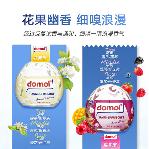 【中欧班列精选2盒】德国domol空气清新剂 原装进口花香果香持久芳香剂去异味室内香氛摆件 100ml/瓶 BL 商品图1