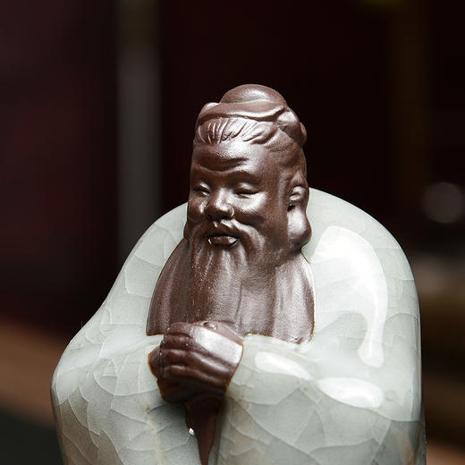 成艺青瓷孔子茶宠陆羽茶圣茶宠哥窑摆件可养开片冰裂釉茶具茶道配件 商品图1