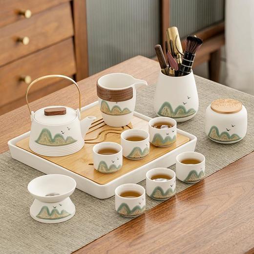 简约现代功夫茶具提梁茶壶干泡陶瓷茶盘杯轻奢小套装 商品图0