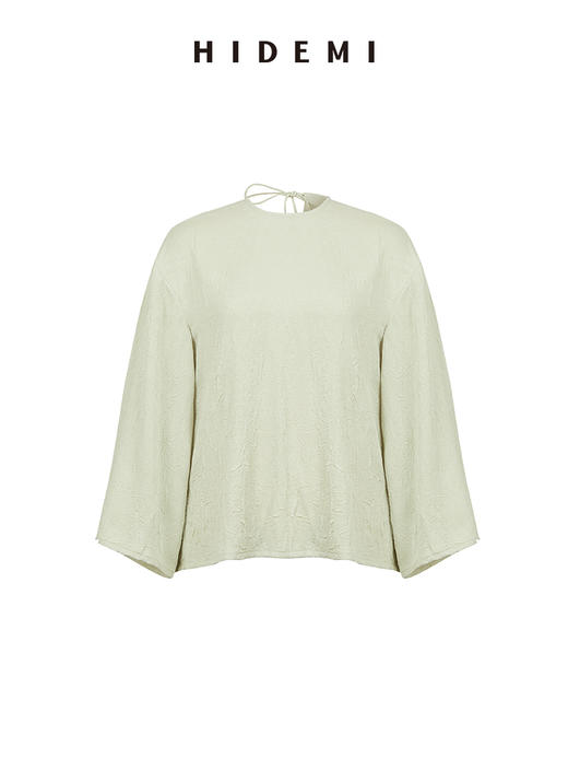 HIDEMI 浮雕褶皱艺术缎面不对称绑带设计感三件套 露背上衣/中短裤/半身裙 商品图9