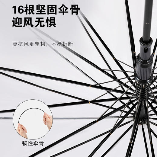 「高颜值！加固16骨」16骨透明伞 抗风自动纯色小清新网红伞透明直杆雨伞居家日用 商品图2