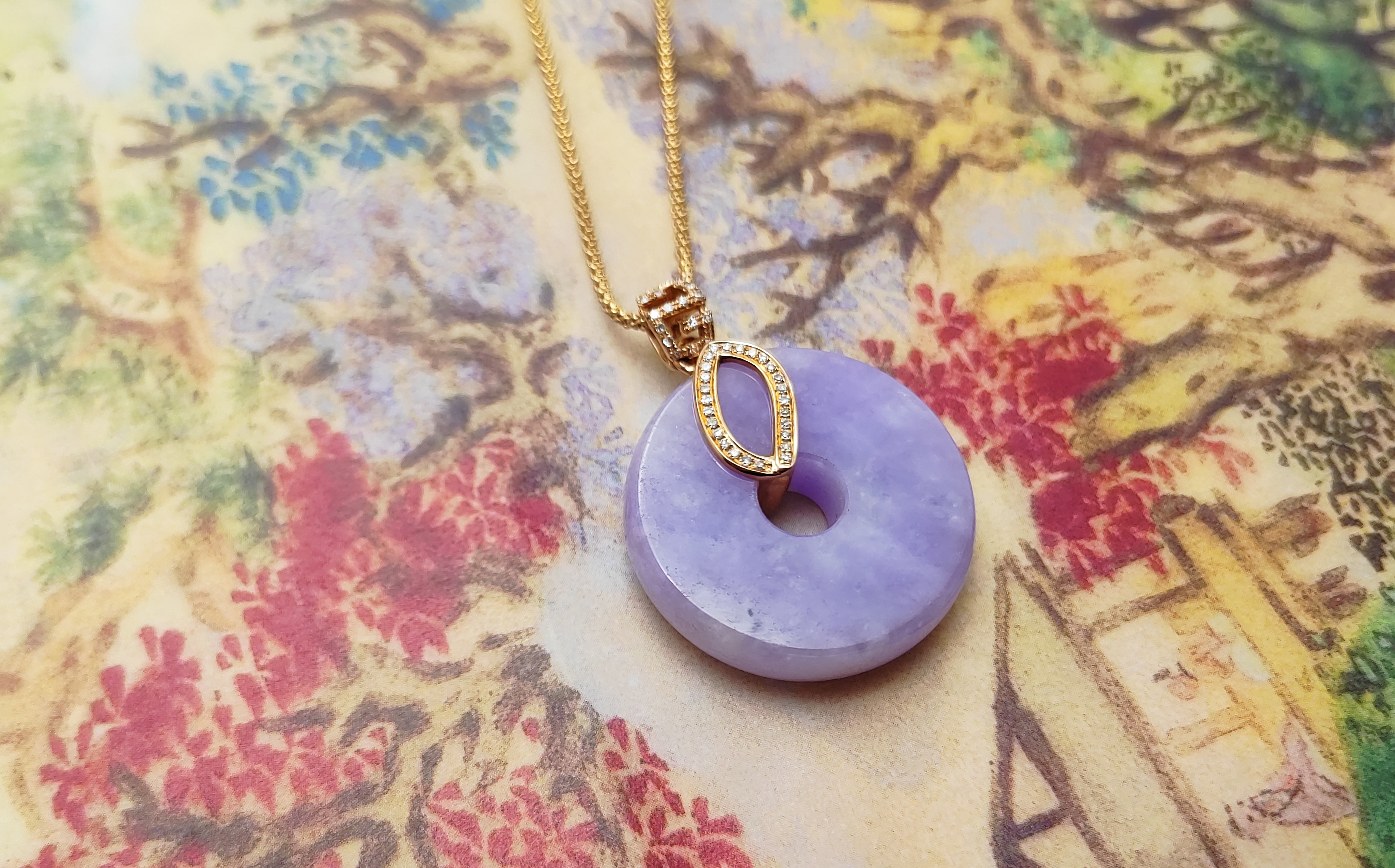 艳春色紫翡平安扣