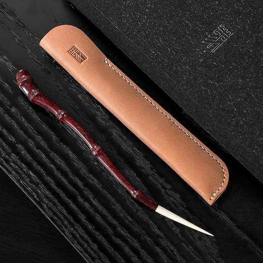 四象紫檀牛骨茶针 高档手作茶拨紫檀茶拨牛骨茶针分茶茶道配件 精致礼盒装 商品图1