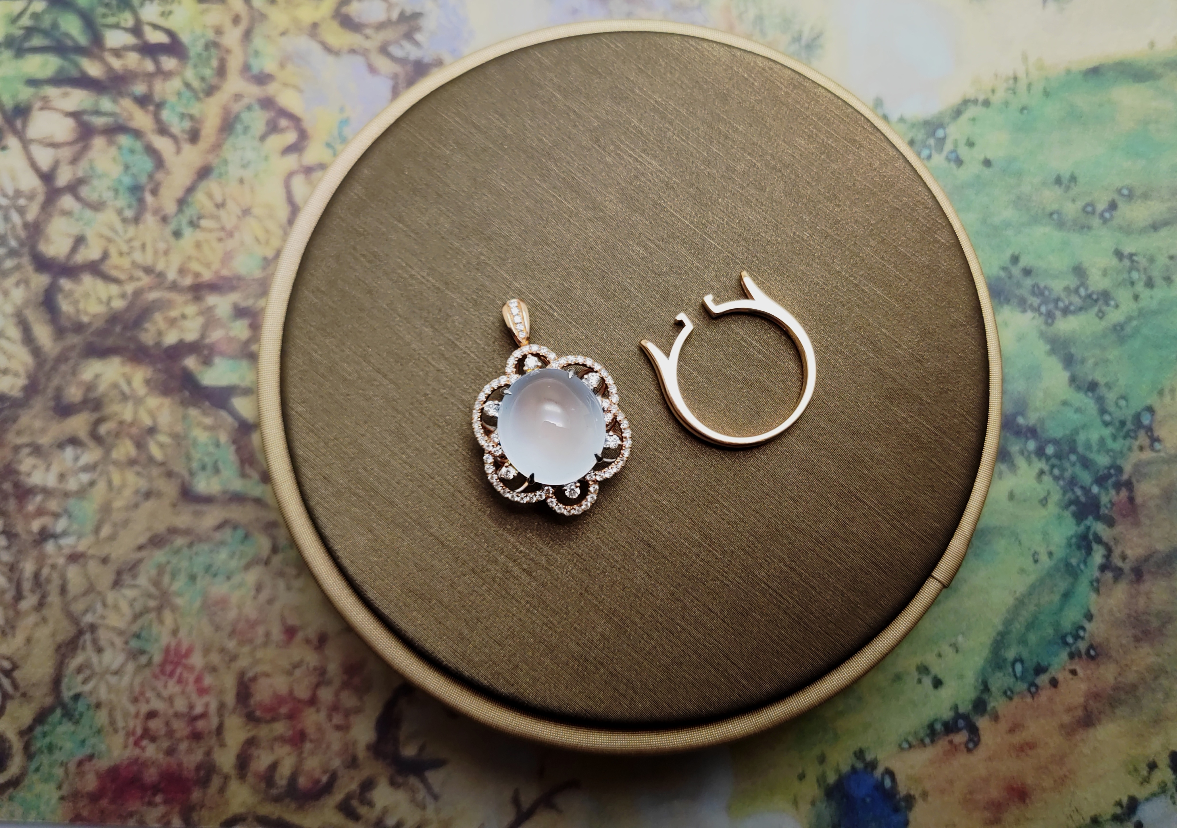 翡翠 白冰蛋戒指吊坠两用款