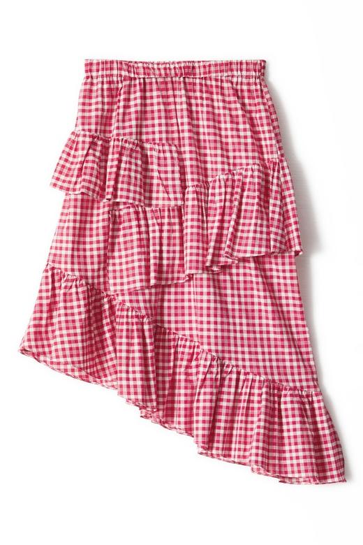 SUMMER & SAGE 红色格纹不规则蛋糕裙 6840 商品图3