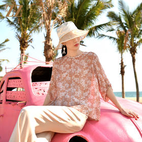 佐尔美夏季新款 桑蚕丝真丝乔其印花衬衣女E32CS02