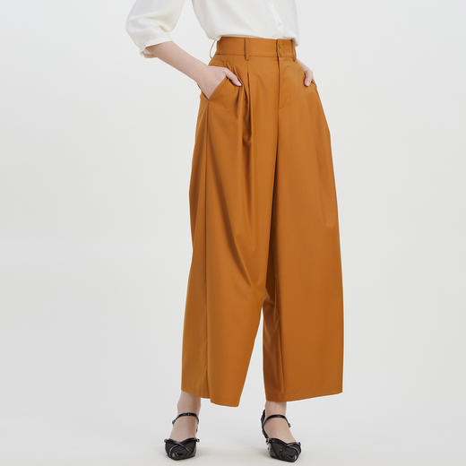 谜底高腰宽松阔腿长裤女2023夏新款时尚气质亲肤休闲裤232MK0640 商品图1