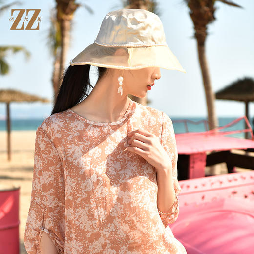 佐尔美夏季新款 桑蚕丝真丝乔其印花衬衣女E32CS02 商品图1