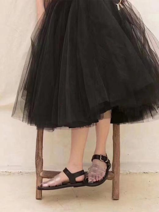 请帮我们分享 【八一直播】PVC+真皮。M1-1 张大奕ZDY06时尚透明款平底凉鞋（无鞋盒） 商品图2