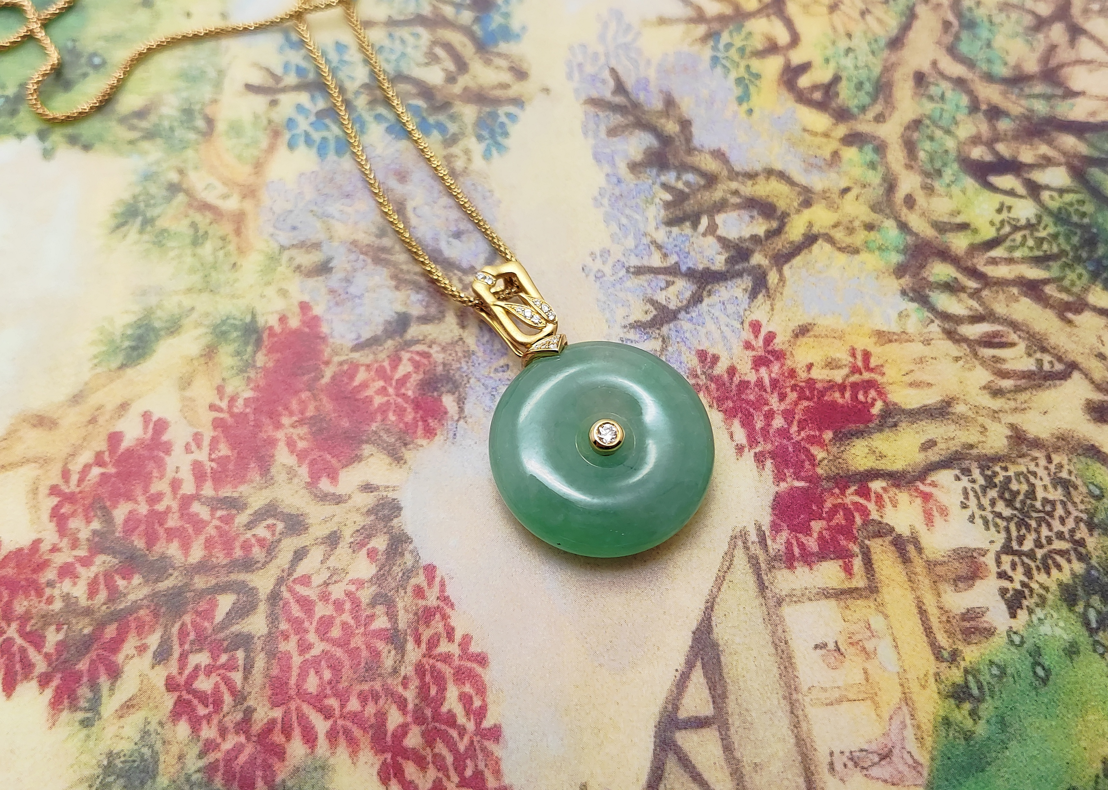 甜阳绿冰糯设计款平安扣吊坠(已售，同款可定制）