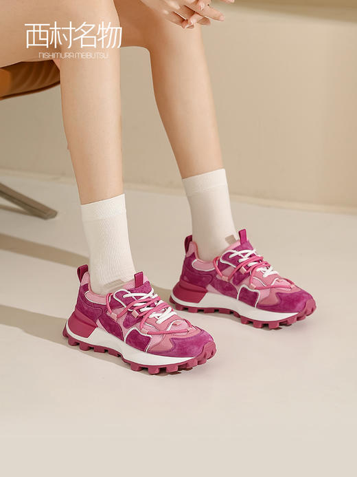 西村名物2023春夏新款松糕厚底运动鞋增高女轻便透气阿甘鞋33461 商品图1