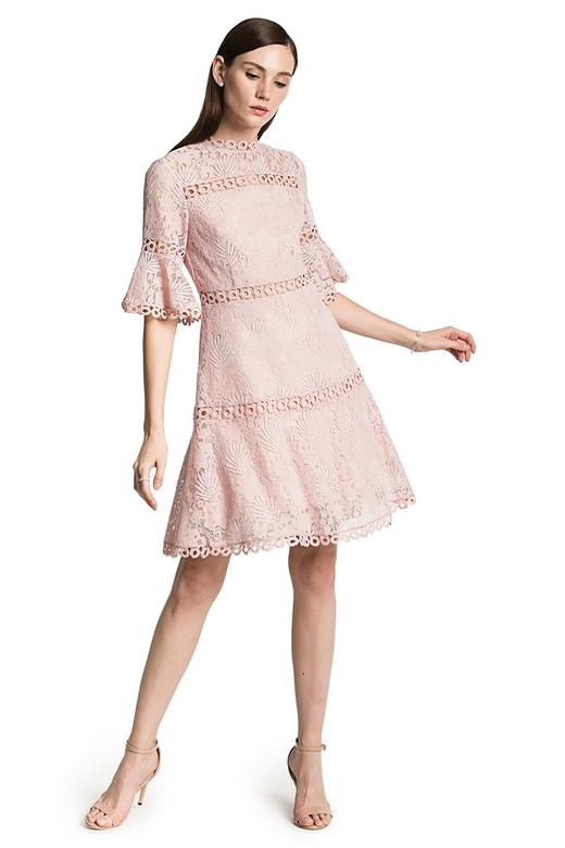 ROSEHOO 粉色钩花镂空连衣裙 2518 商品图0