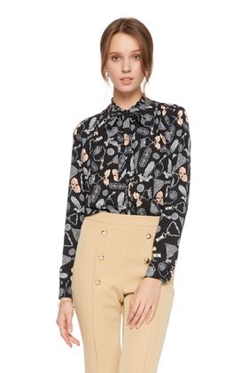 SUMMER & SAGE 复古涂鸦系带上衣 6254