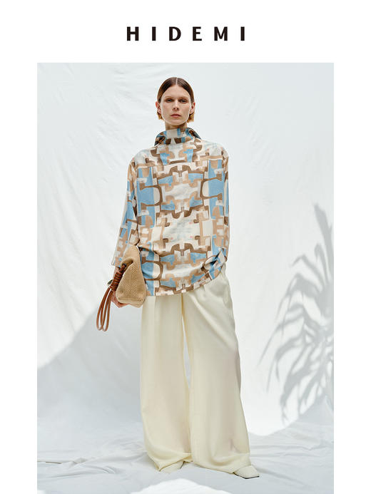 HIDEMI 抽象油画印花缎面古巴领衬衫 商品图6