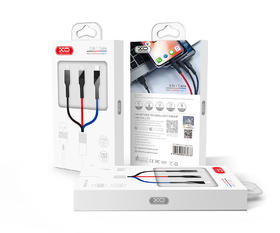 XO多彩系列一拖三编织数据线 1.2米XO-NB54