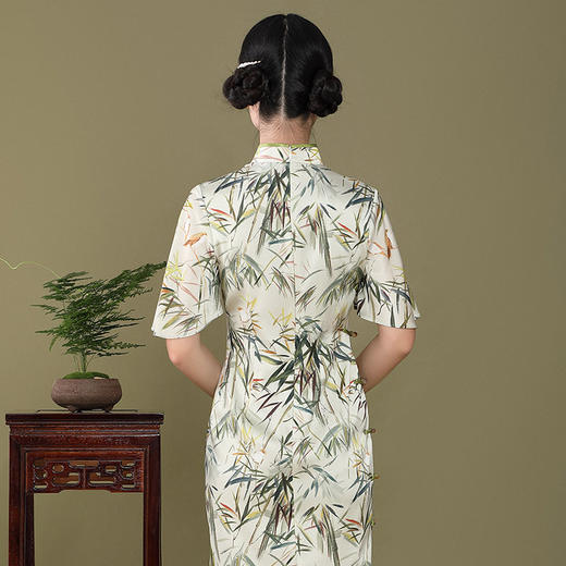 复古中国风，夏季新款荷叶袖真丝改良旗袍OY-220207 商品图3