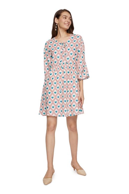 SUMMER & SAGE 几何爱心印花系带连衣裙 7068 商品图0