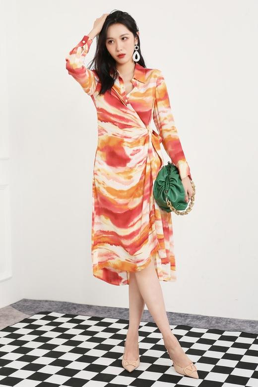 Le Malene 渐变印花系带不规则连衣裙 8979 商品图4