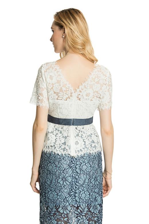 OCTAVIA 白色镂空花朵束腰上衣 2869 商品图2