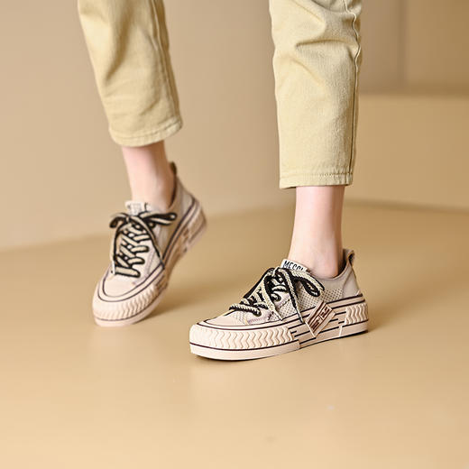 时尚韩版，透气系带真皮板鞋KFY-32114 商品图1