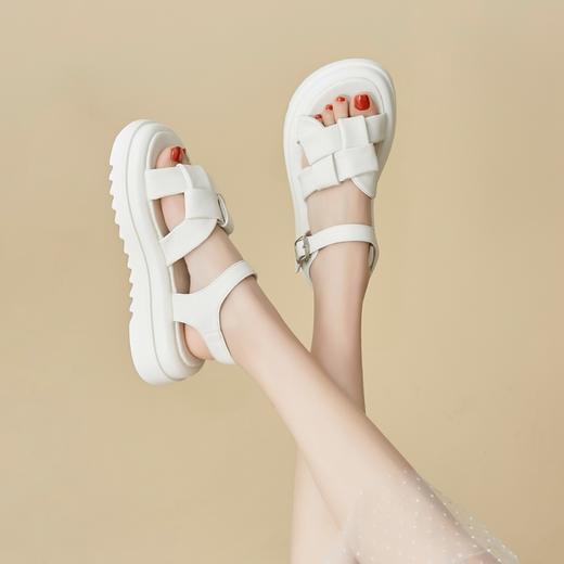 ZHR编织面凉鞋女2023新款显瘦松糕底沙滩凉鞋女小众设计外穿女鞋 商品图4