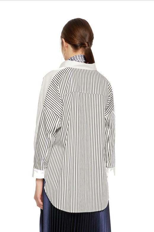 SUMMER & SAGE 条纹拼接褶裥衬衣 6501 商品图1