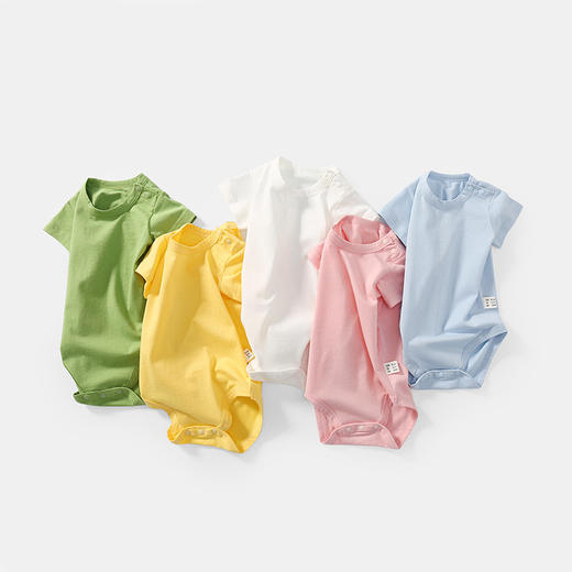夏季薄款婴儿短袖爬服冰丝连体衣服包屁衣奥代尔三角哈衣 商品图0