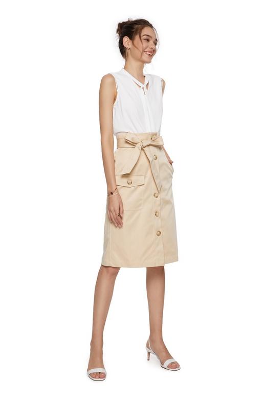 SUMMER & SAGE 米色束腰中长半裙 7097 商品图4