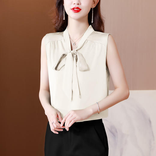 时尚内搭，蝴蝶结飘带背心外搭衬衣上衣KQL-A69N8339 商品图3