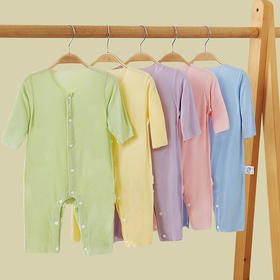 夏季薄款婴儿莫代尔连体衣新生儿衣服夏装宝宝长袖哈衣空调服