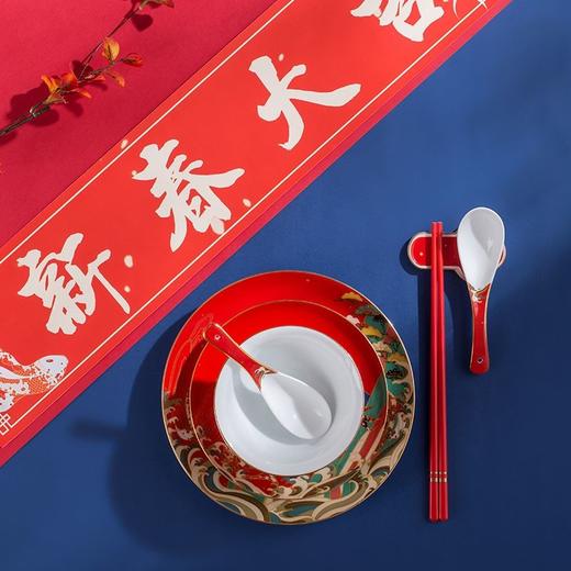 国潮风陶瓷餐具结婚礼物乔迁新居礼物餐具碗盘国风中式中国红 商品图3