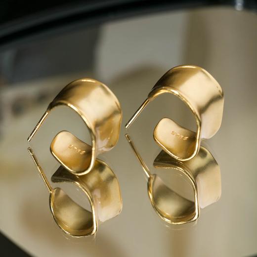 Perperle 弧形圆环 925银镀金 时髦耳环 商品图2